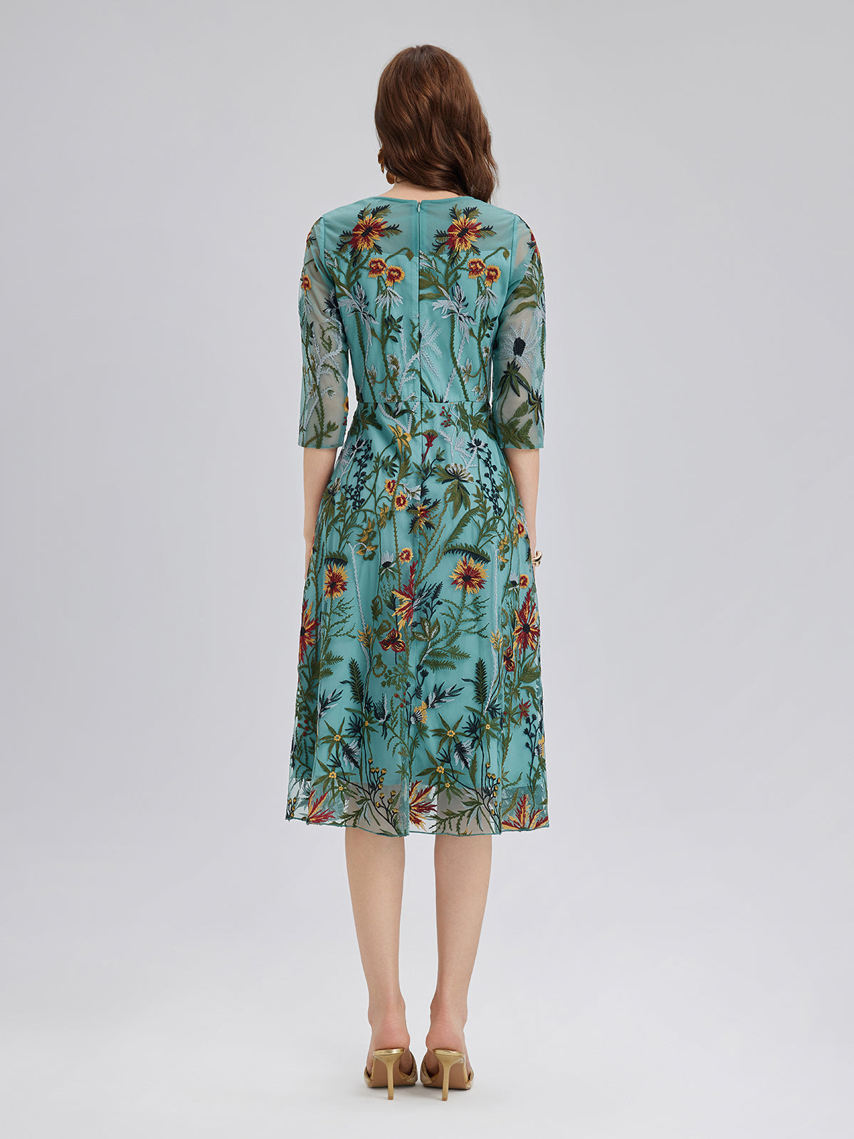 Hand-Beaded Floral Embroidered Dress