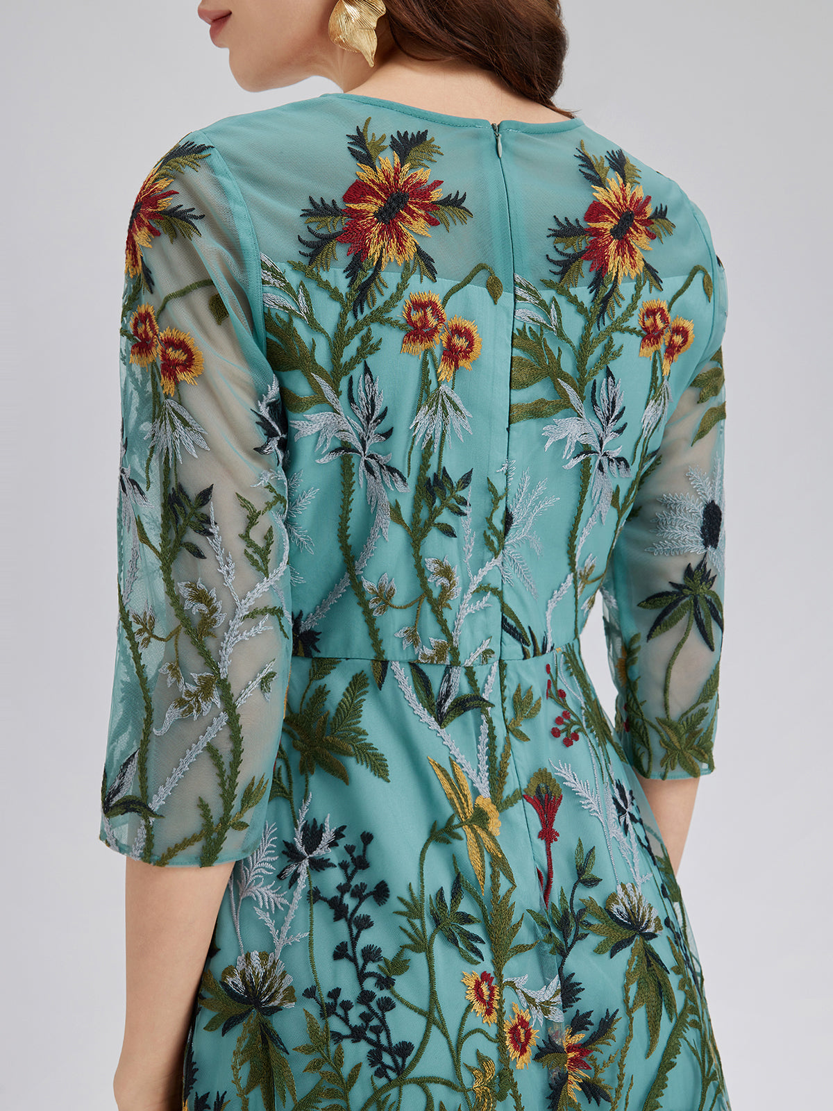 Hand-Beaded Floral Embroidered Dress